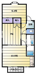 佐鳴台コンフォートA棟 2LDKの間取図画像