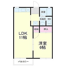 タウニー上浅田 1LDKの間取図画像