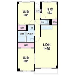パークビュー四ツ池 3LDKの間取図画像