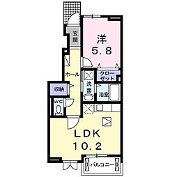 ベルクラント1 1LDKの間取図画像