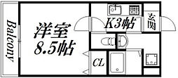 キャロットファーム 1Kの間取図画像