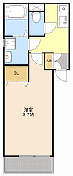 クレフラスト三方原 1Kの間取図画像