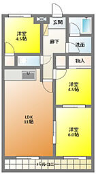 ホリホックイン和田 3LDKの間取図画像