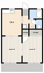 アーバンコンフォート 2DKの間取図画像