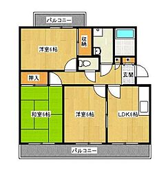 アン・ジャンコ 2LDKの間取図画像