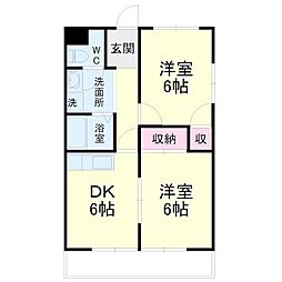 サンシャルム佐藤町 2DKの間取図画像
