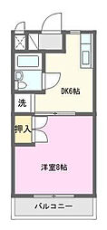 グリーンハイツ根洗 1DKの間取図画像