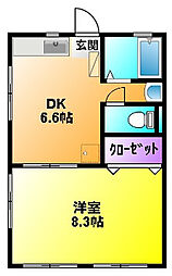 M.一番星 1DKの間取図画像