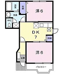 パンシオンI・K 2DKの間取図画像