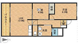 リアライズ山下町 2LDKの間取図画像