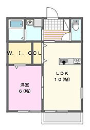 コート・ドール2 1LDKの間取図画像