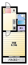 ビクトリアパレス 1Kの間取図画像