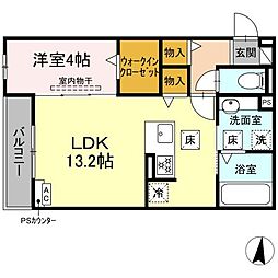 D-Hills西浅田 1LDKの間取図画像