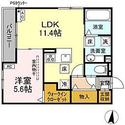 D-Hills西浅田 1LDKの間取図画像