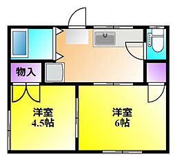 コーポ山下 2Kの間取図画像