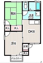 セジュールK&T1 2DKの間取図画像