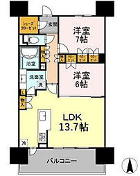 プレミスト佐藤 2LDKの間取図画像