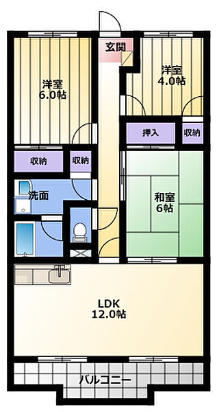 カルカソンヌ 205｜静岡県浜松市中央区佐鳴台４丁目(賃貸マンション3LDK・2階・66.15㎡)の写真 その2