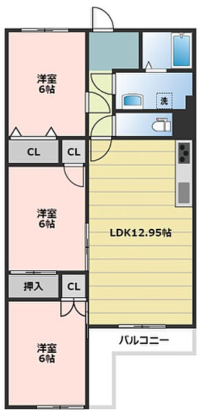 シャトーインTOKAI 202｜静岡県浜松市中央区上浅田１丁目(賃貸マンション3LDK・2階・66.15㎡)の写真 その2