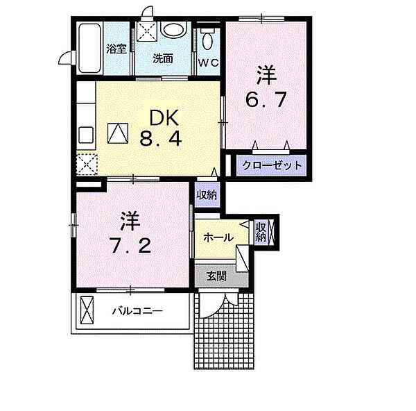 アッパーイースト 101｜静岡県浜松市中央区西ケ崎町(賃貸アパート2DK・1階・53.73㎡)の写真 その2