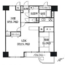 モナーク飯能 2LDKの間取図画像