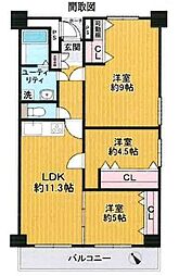 ファミール南常盤平 3LDKの間取図画像