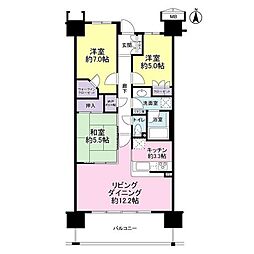 ロータリーパレスくぬぎ山 3LDKの間取図画像