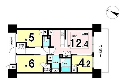 LDKを中心に各居室を配置した、家族が暮らしやすい3LDK。各居室に収納を備え、ウォークインクローゼットもあり収納力も充実。