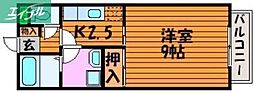 カーサシエテ 1Kの間取図画像