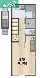 Irbis津島福居 2階ワンルームの間取り
