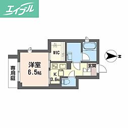 ウエストハイツ 1Kの間取図画像