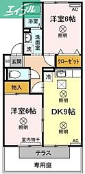 リトルバード 2DKの間取図画像