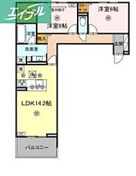 Luveria 2LDKの間取図画像