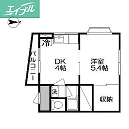 サンロード津高 1DKの間取図画像