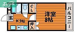 サン・ツボイ3 1Kの間取図画像