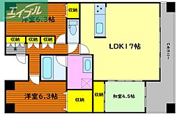 ポレスターガーデンシティ清心 3LDKの間取図画像