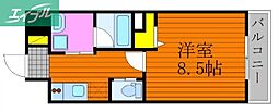 グランスクエア岡山駅西 1Kの間取図画像