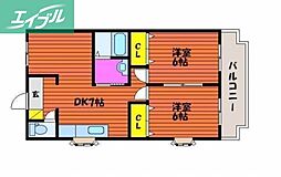 マンション津高 2DKの間取図画像