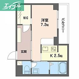 Aries伊福町 ワンルームの間取図画像