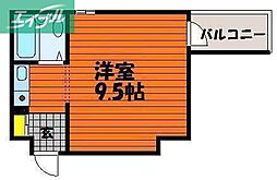 アルファ清心町2 1Kの間取図画像