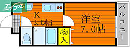 クレセント富町 1Kの間取図画像