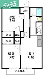 パラツィーナ津島C 2DKの間取図画像