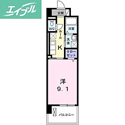 セントラルヒルズ昭和町 1Kの間取図画像