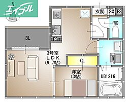 REGALEST 伊島I 1LDKの間取図画像