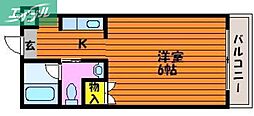 シャインブライト北方 1Kの間取図画像