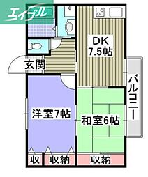 マスカット 2DKの間取図画像