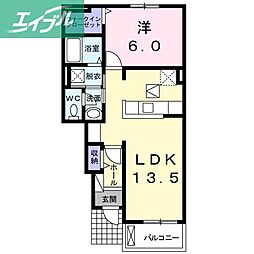 ソレイユK 1LDKの間取図画像