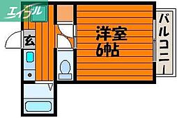 ロイヤルピジョン 1Kの間取図画像
