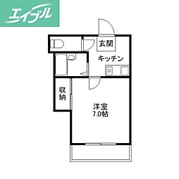 レジデンス津倉 1Kの間取図画像
