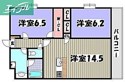 WIN北方マンション 2LDKの間取図画像